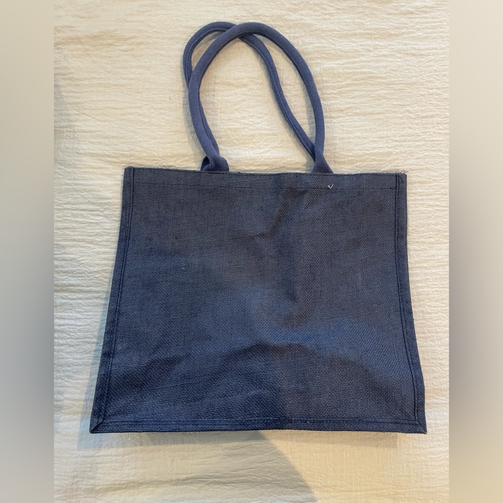 Navy Blue Burlap Tote Bag